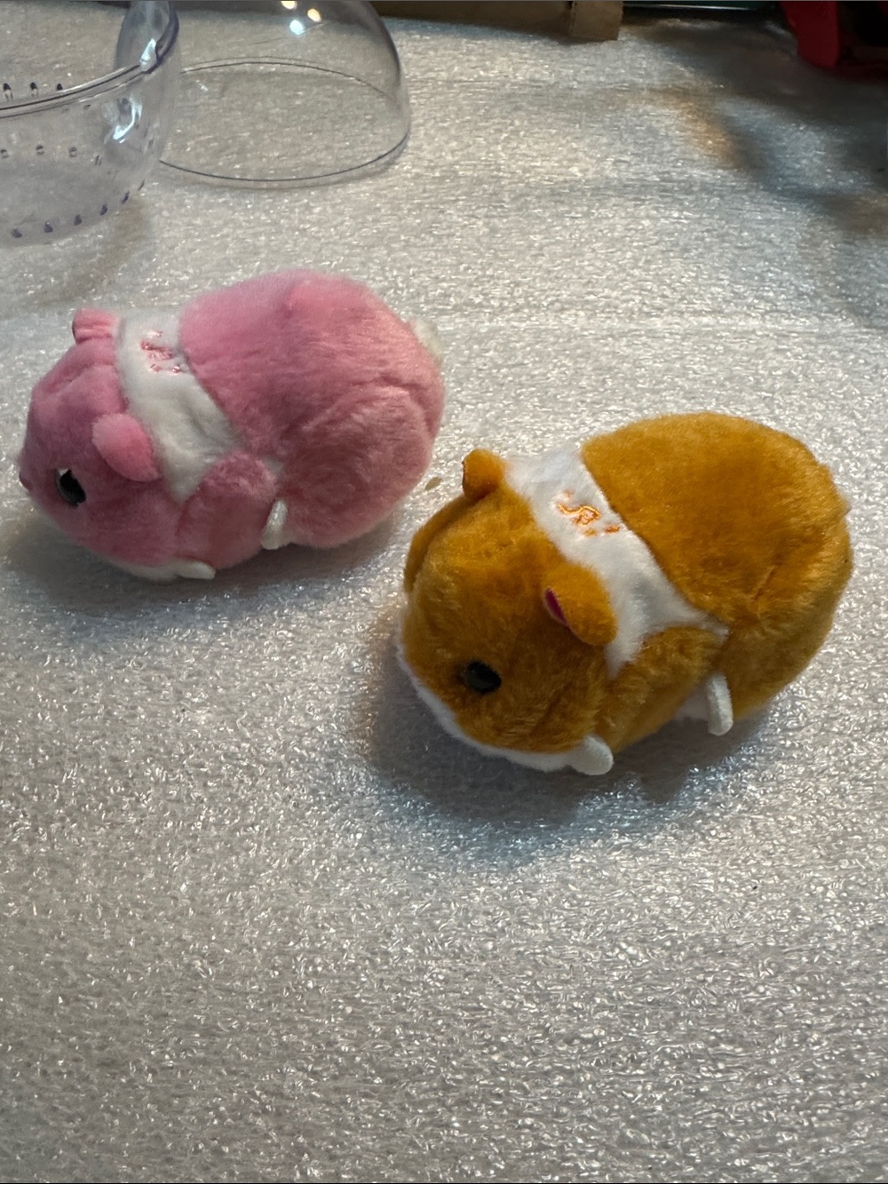Plush Small Battery Hamsters with Domes Toys in Pink and Orange - Pack of 2 - Picture 6 of 6